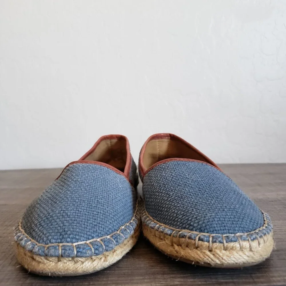 Fossil Canvas Espadrille Flat Slip-On Shoes Blue Size Women's 8 Coastal Grandma